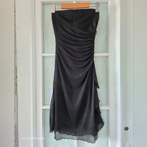 Fairweather Black Strapless Ruched Midi Dress XS